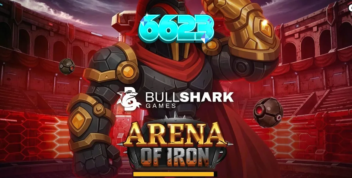 Giao diện trò chơi Arena of Iron với các chiến binh robot và không gian đấu trường tương lai